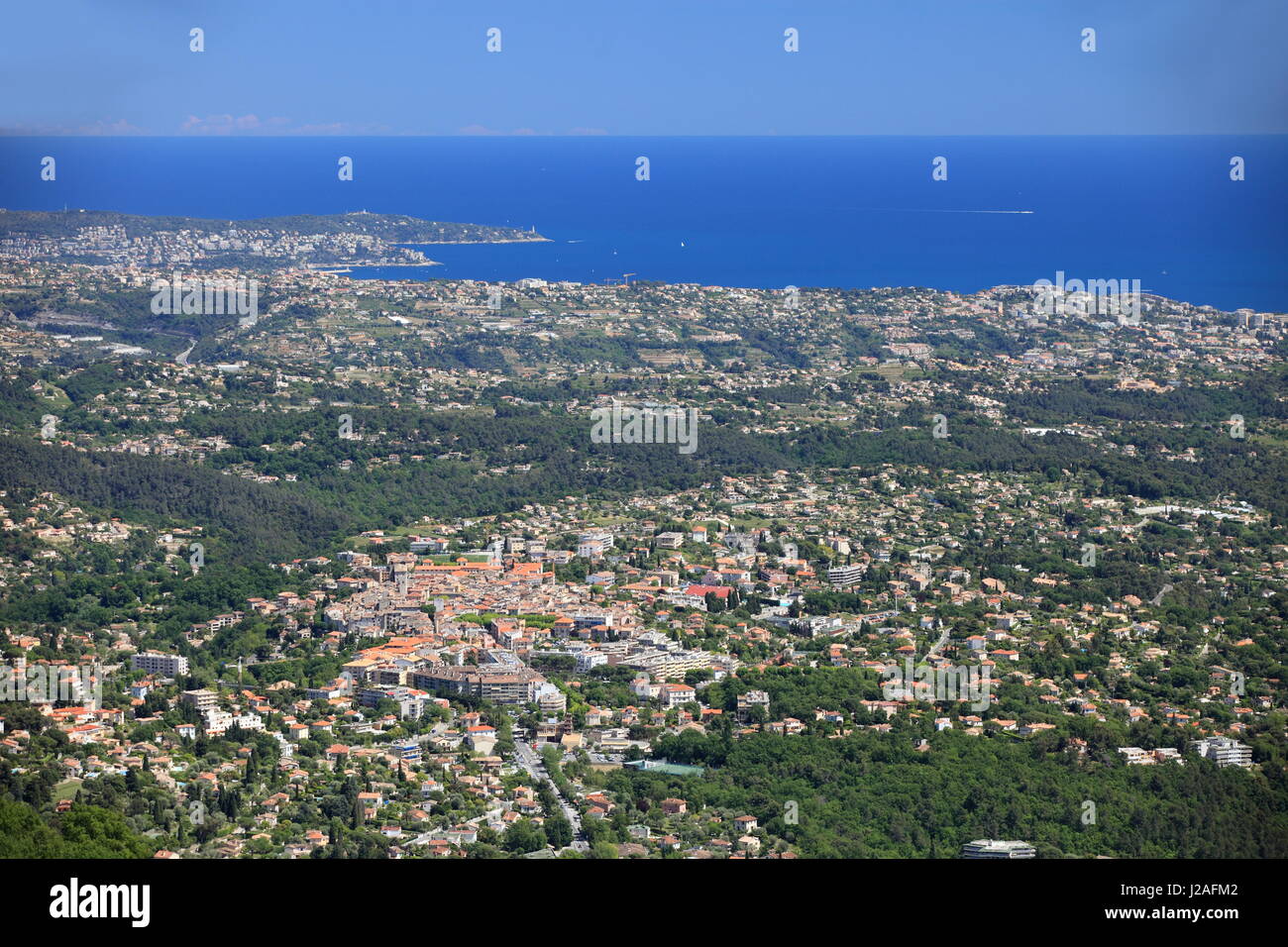 vue aerienne de Vence, pays Vencois et valle du Loup, Alpes-Maritimes, 06, Cote d'Azur, PACA, France Stock Photo