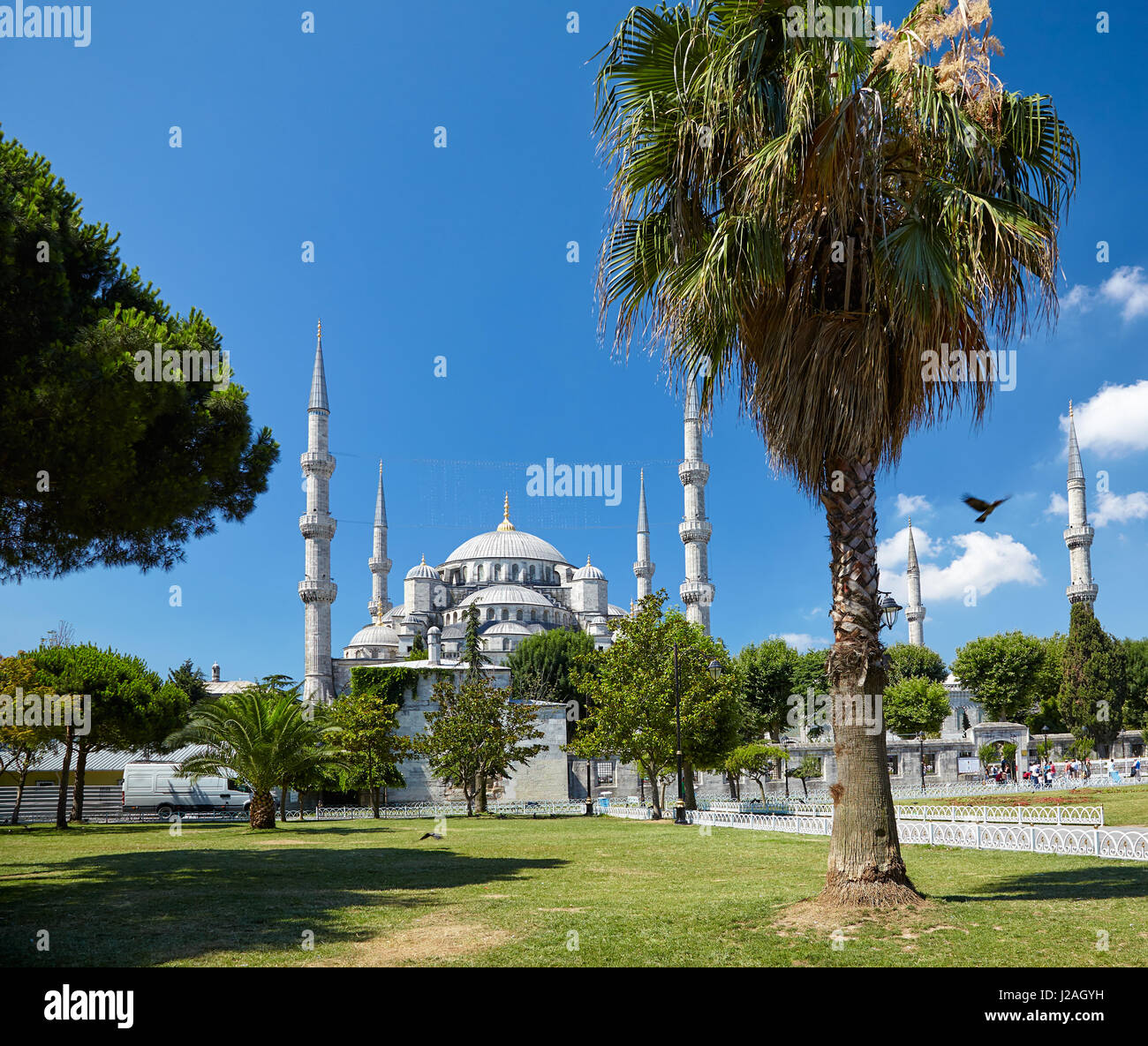 The view of Sultan Ahmed Mosque - Blue Mosque from Sultan Ahmet Park ...