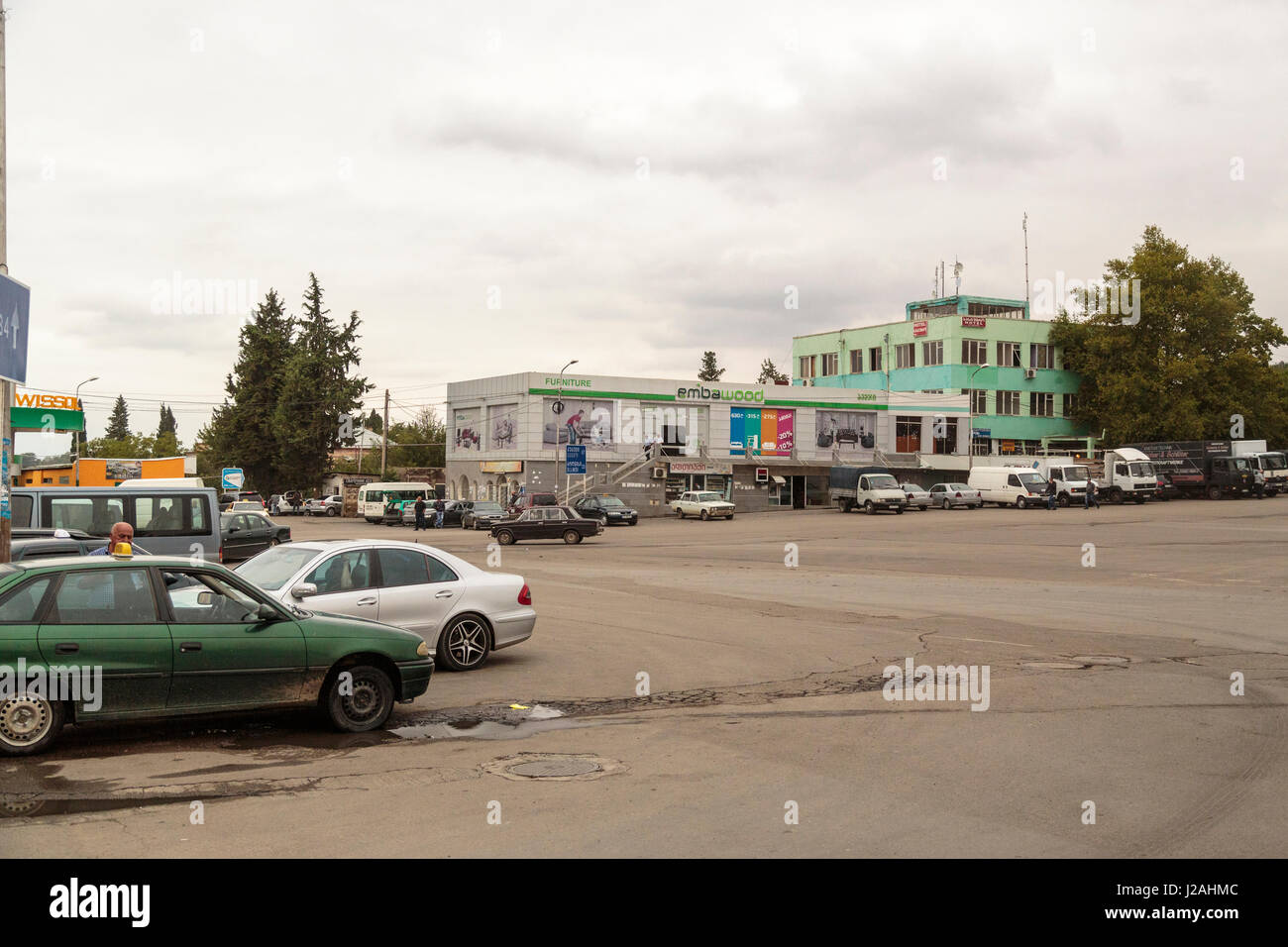 Tbilisi. Furniture store and parking lot in Tbilisi Stock