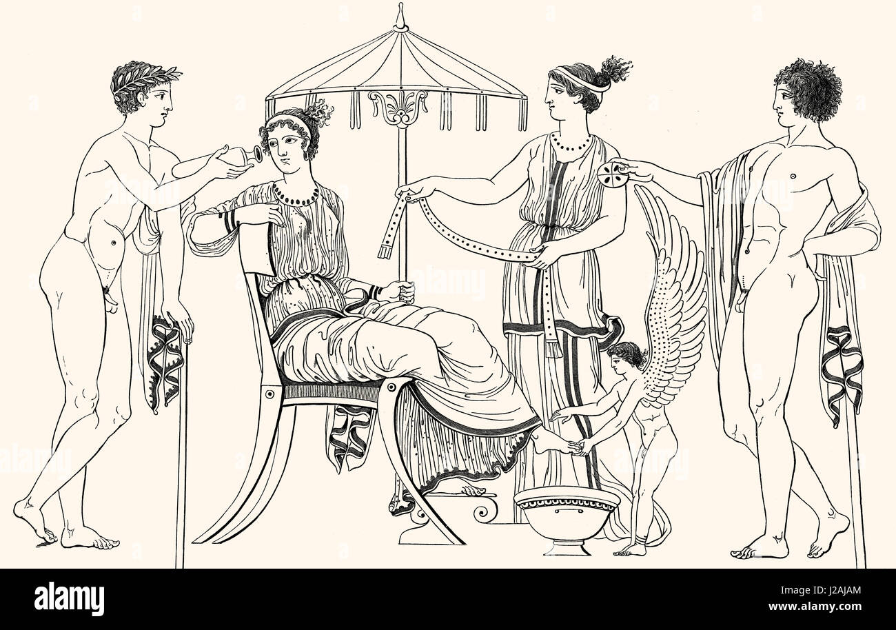 Decorating the bride in ancient Greece Stock Photo