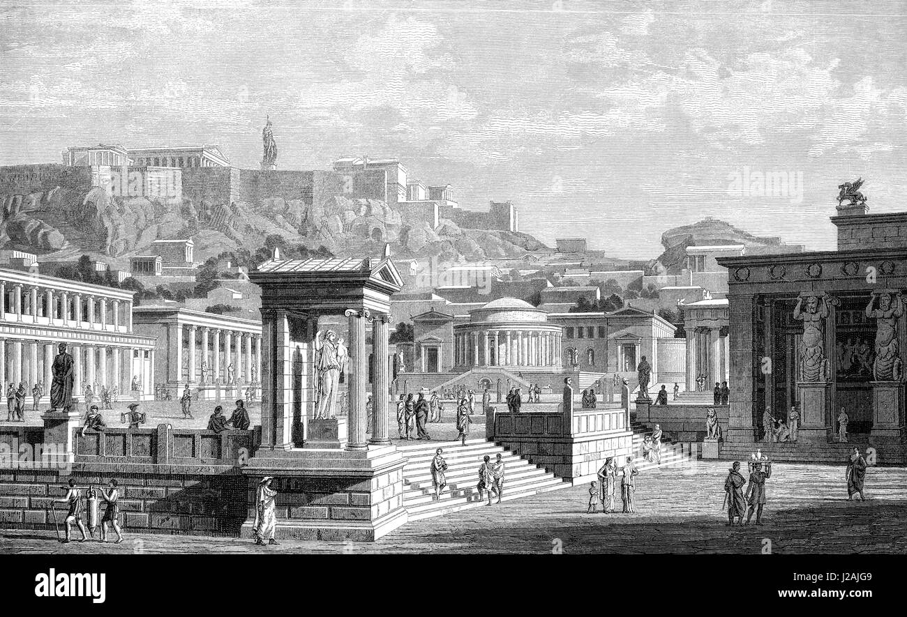 The Ancient Agora of Classical Athens, ancient Greece Stock Photo