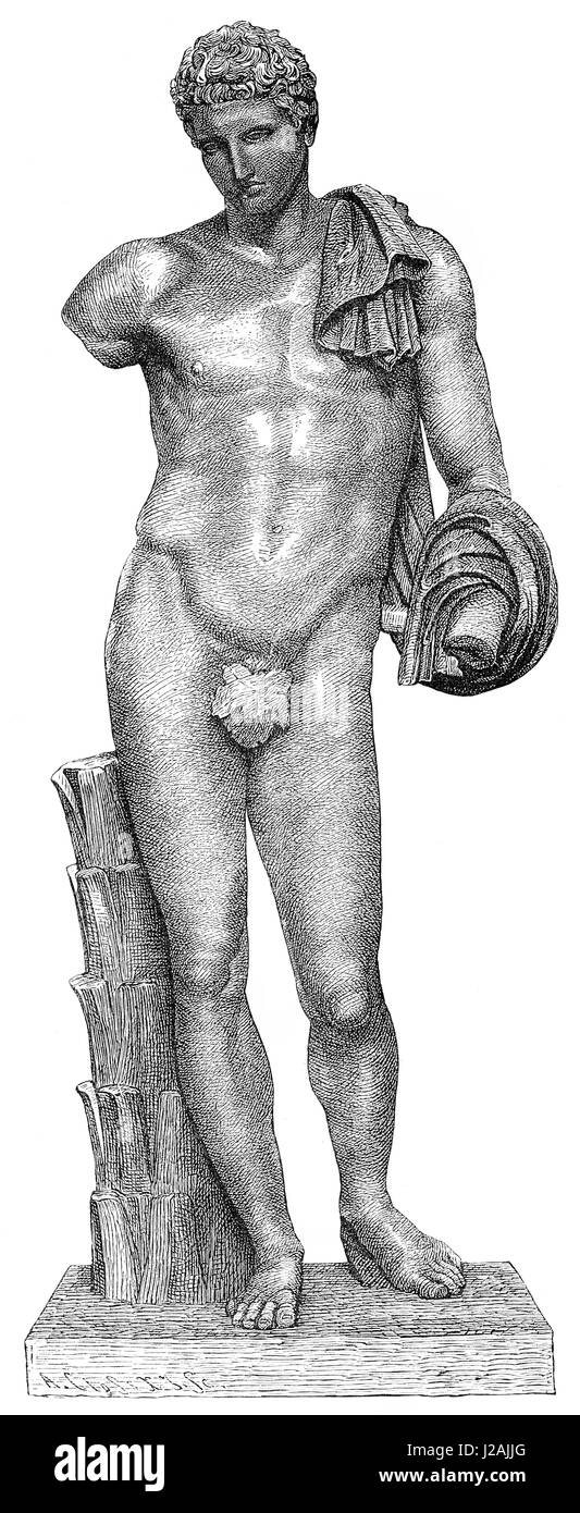 Statue of Hermes as the patron of athletics and sports Stock Photo