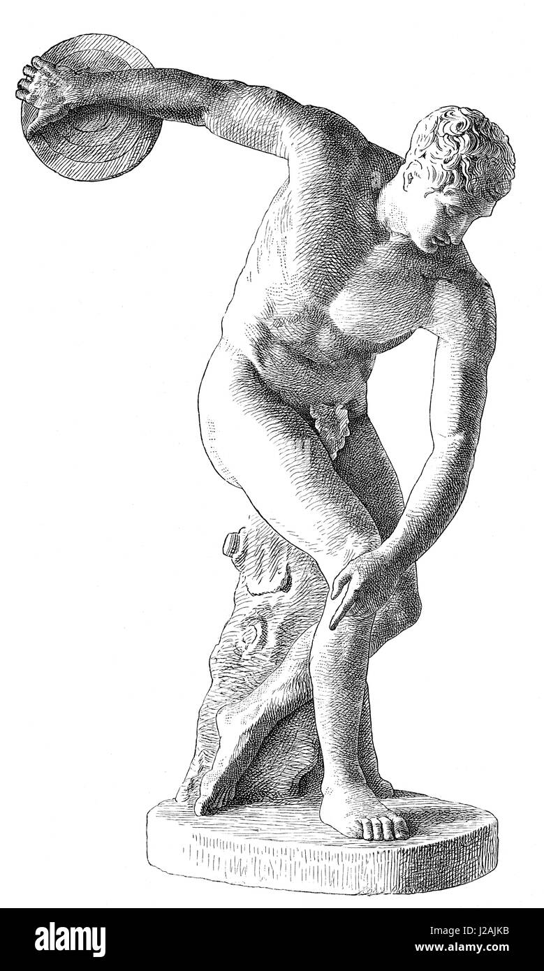 The Discobolus, a Greek statue, ancient Olympic discus thrower Stock Photo