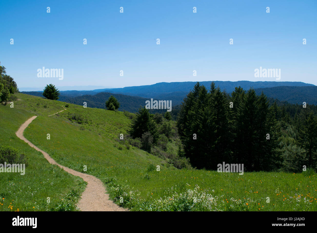 beautiful mountain view following an amazing trail Stock Photo