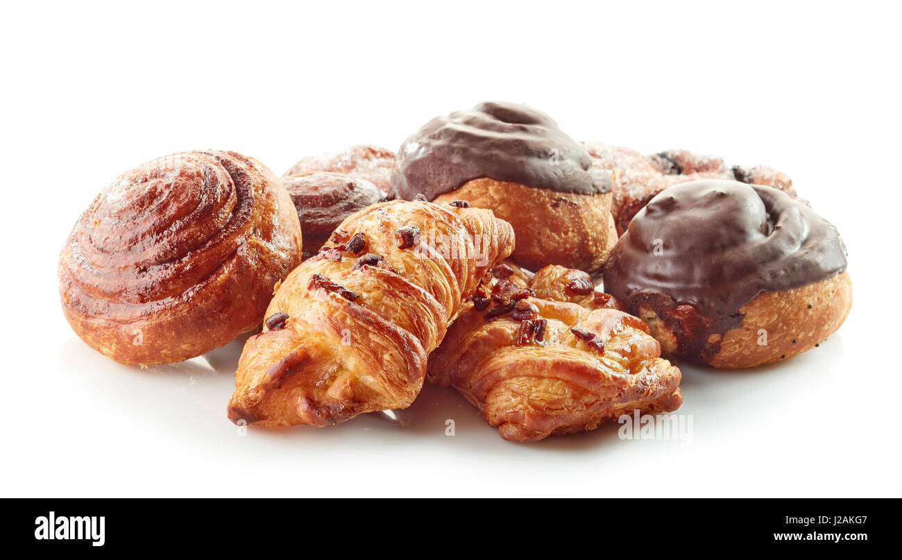 freshly baked pastries isolated on white background Stock Photo - Alamy