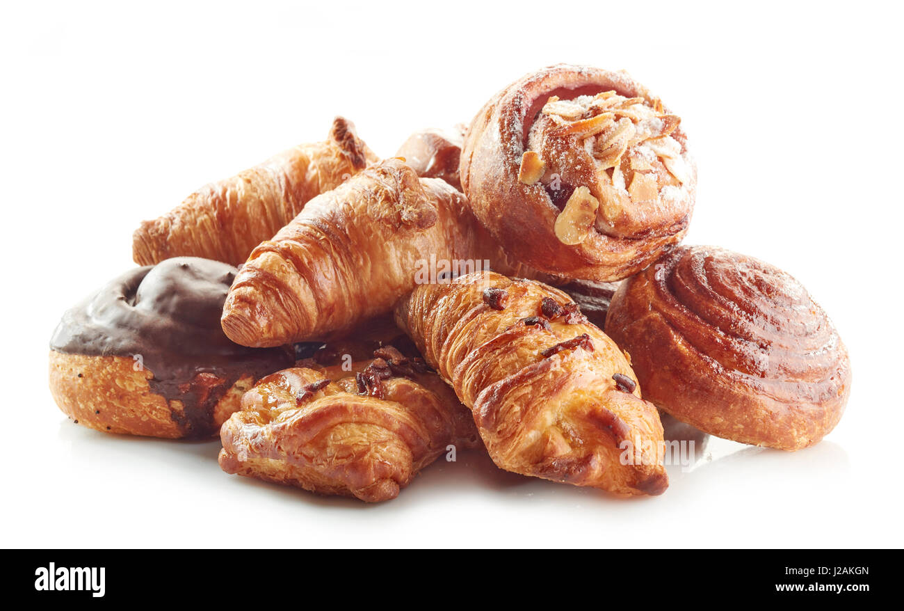 freshly baked pastries isolated on white background Stock Photo - Alamy
