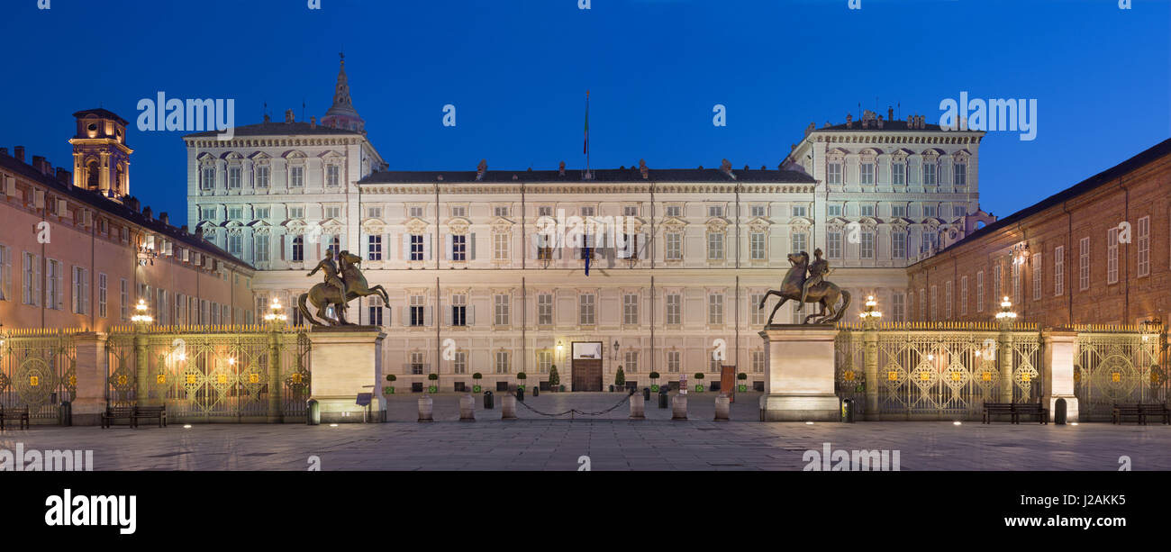 Turin - Palazzo Reale at dusk. Stock Photo