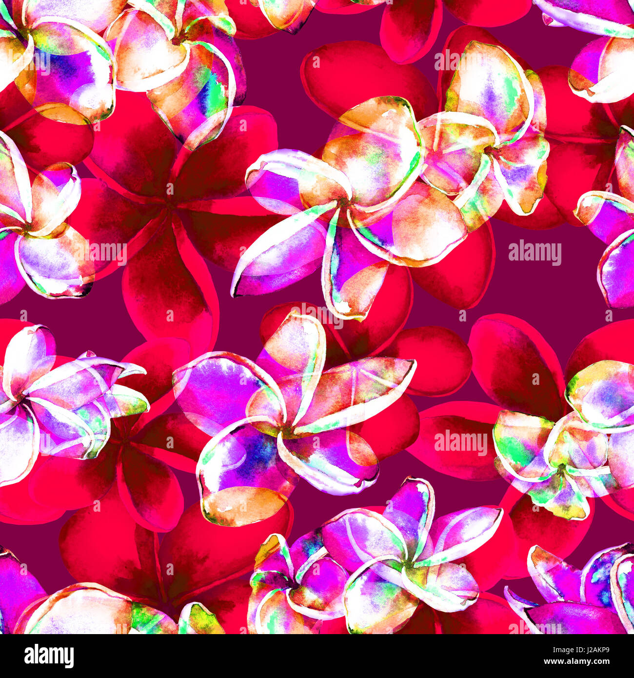Seamless floral tropical pattern. Hand painted watercolor exotic ...