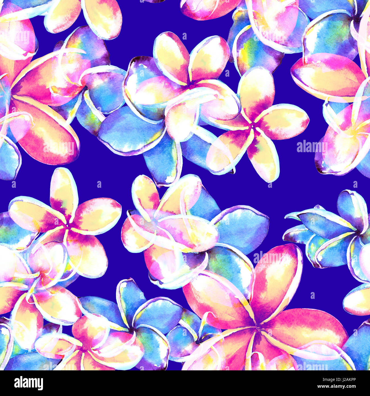 Seamless floral tropical pattern. Hand painted watercolor exotic ...