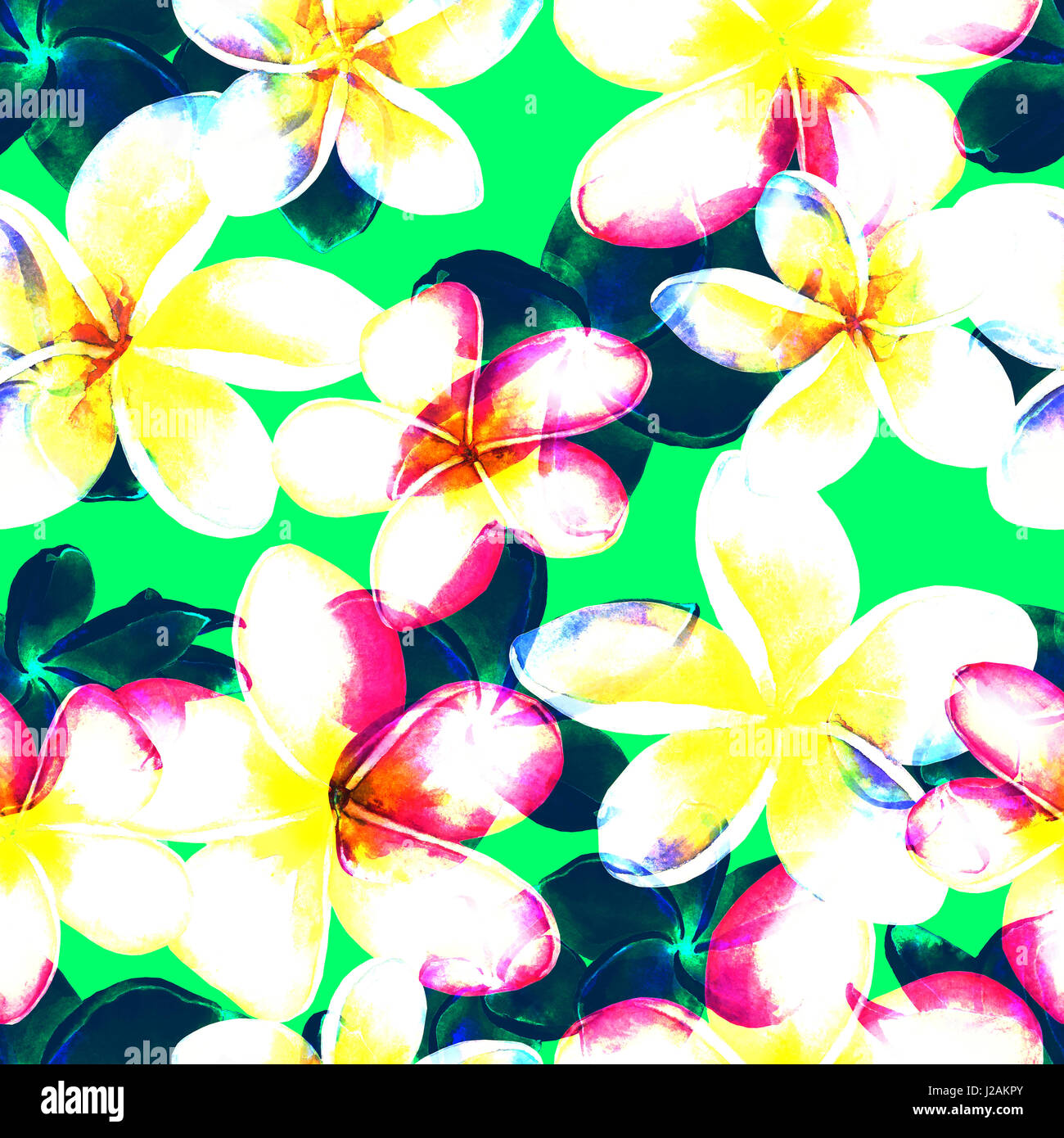 Seamless floral tropical pattern. Hand painted watercolor exotic ...