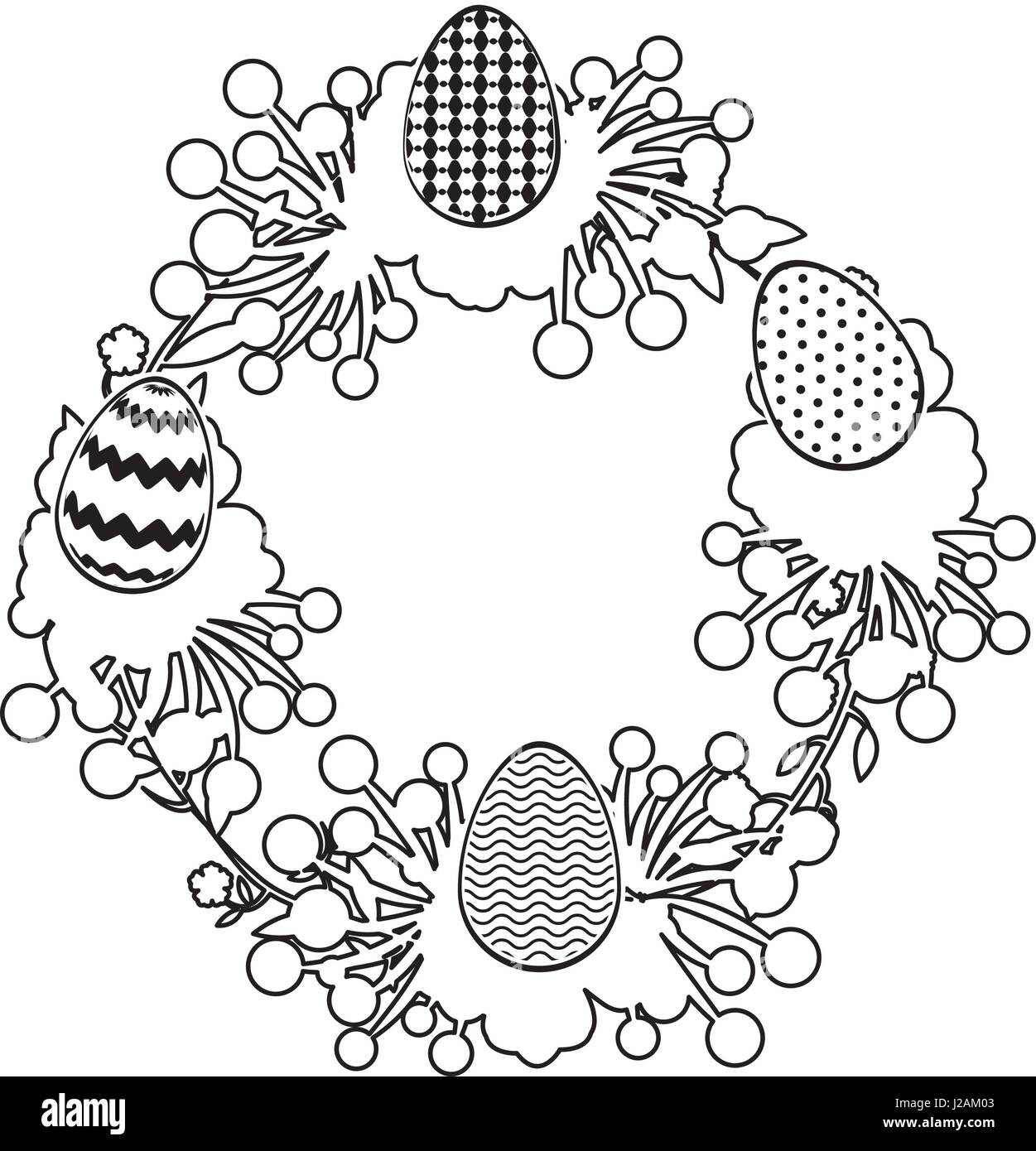 wreath floral with easter eggs Stock Vector Image & Art - Alamy