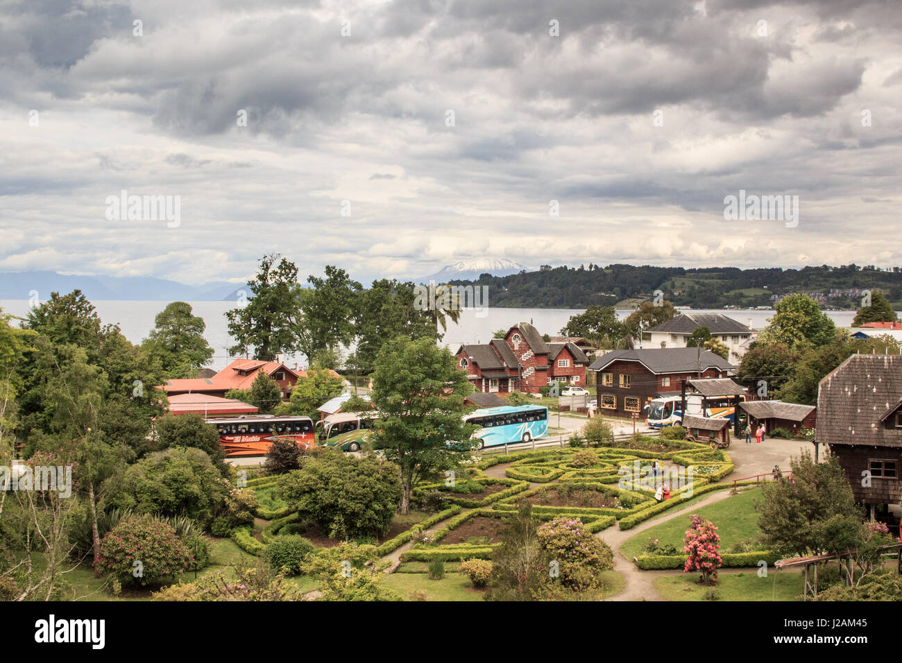 Open-air German museum in Frutillar at lake Llanquihe, Chile, South America FRUTTILAR, LOS LAGOS REGION, CHILE - November 2015. Stock Photo