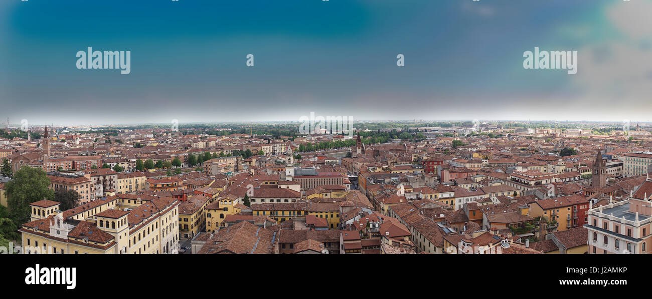 beautifull aerial view of city Verona with red roofs, Italy Stock Photo ...