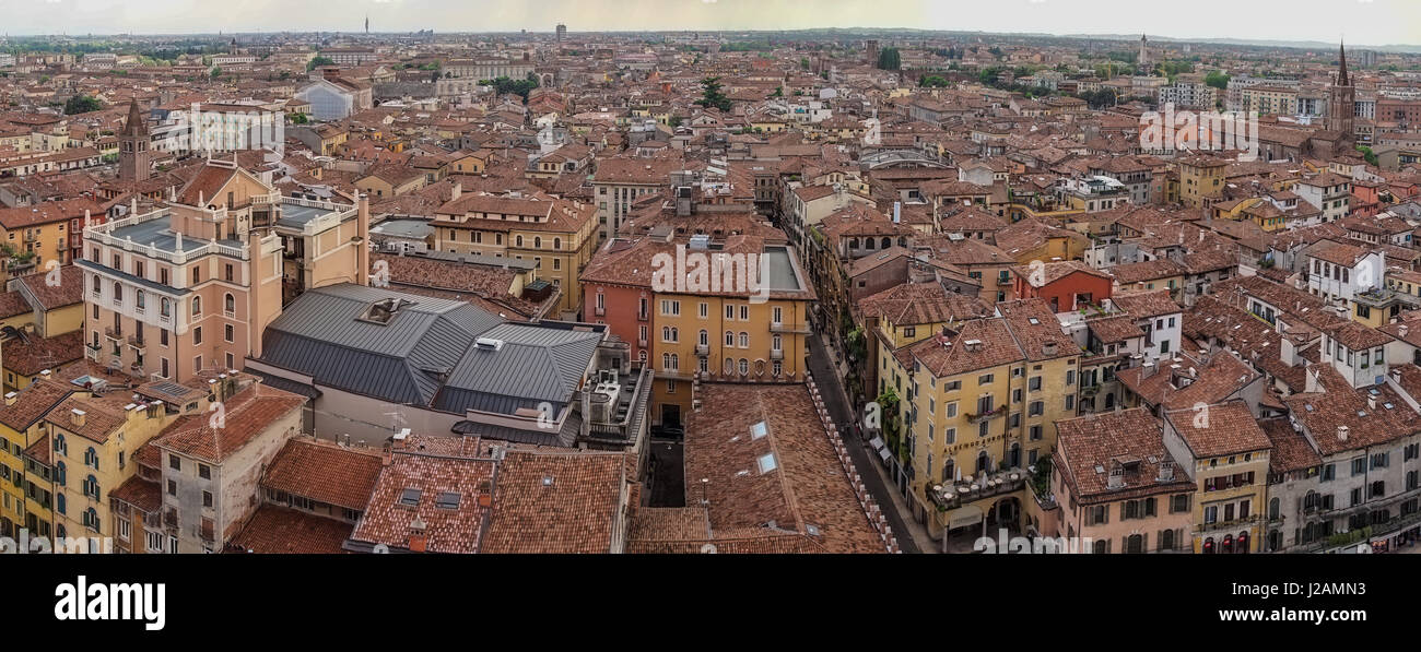 beautifull aerial view of city Verona with red roofs, Italy Stock Photo ...