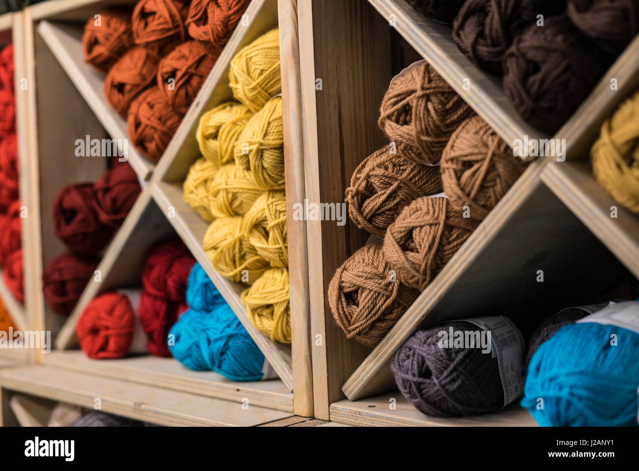Wool yarn in a store in Iceland Stock Photo Alamy