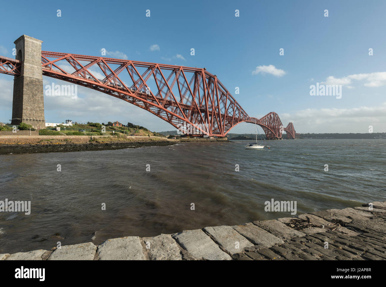 Forth bridge looking south, North Queensferry, Scotland, United Kingdom Stock Photo