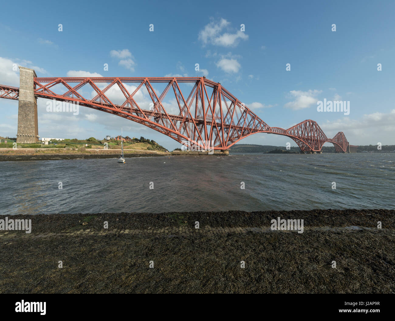 Forth bridge looking south, North Queensferry, Scotland, United Kingdom Stock Photo