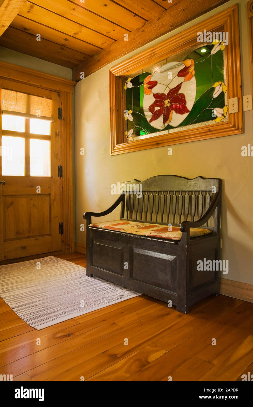 Antique Wooden Beggar S Bench Against The Wall Next To The Front