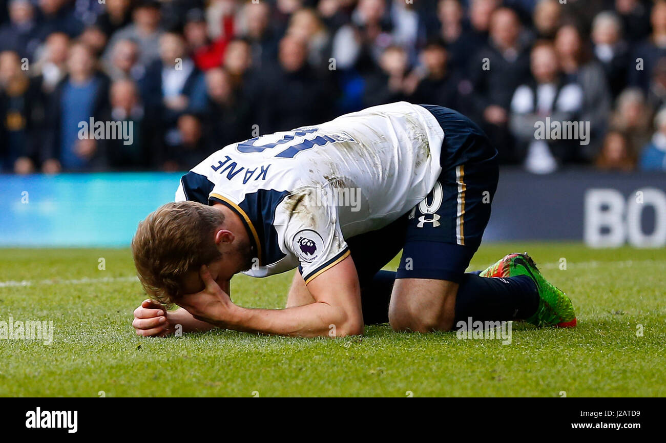 Harry Kane Of Tottenham Shows His Frustration After Missing A Hat Trick