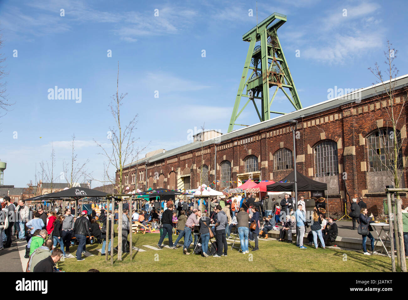 Street food festival, in the  closed Lohberg colliery,  in Dinslaken, Stock Photo