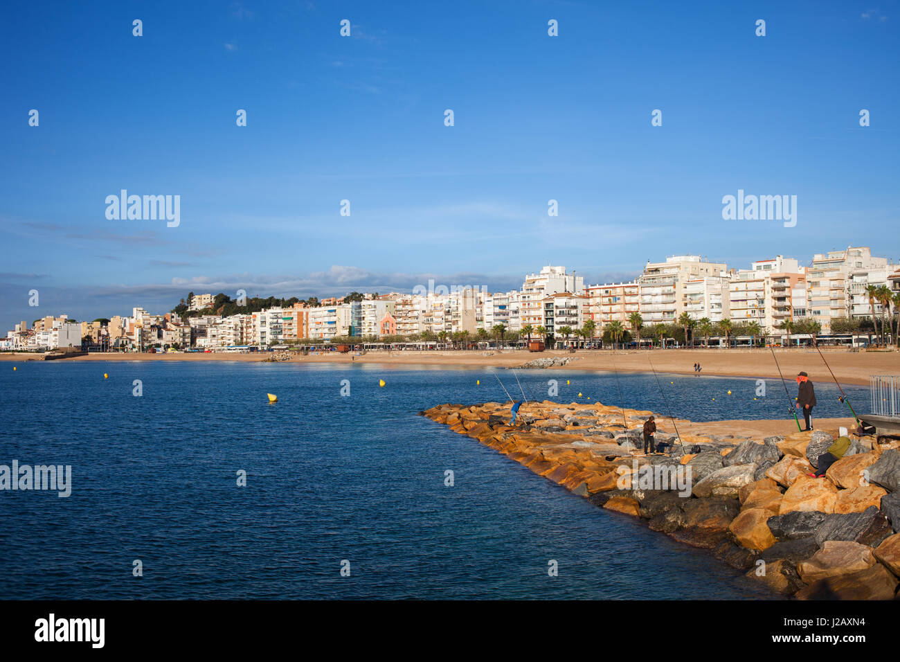Blanes in Spain, resort town skyline on Costa Brava at Mediterranean