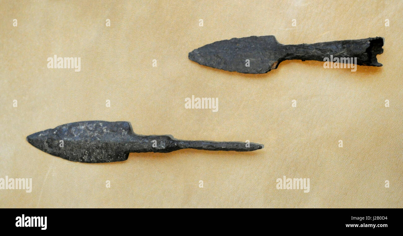 Scandinavia. Hunting. Middle Ages. Arrows for larger animals. These were affixed to the shaft with a half or a socket. Norway. Historical Museum. Oslo. Norway. Stock Photo