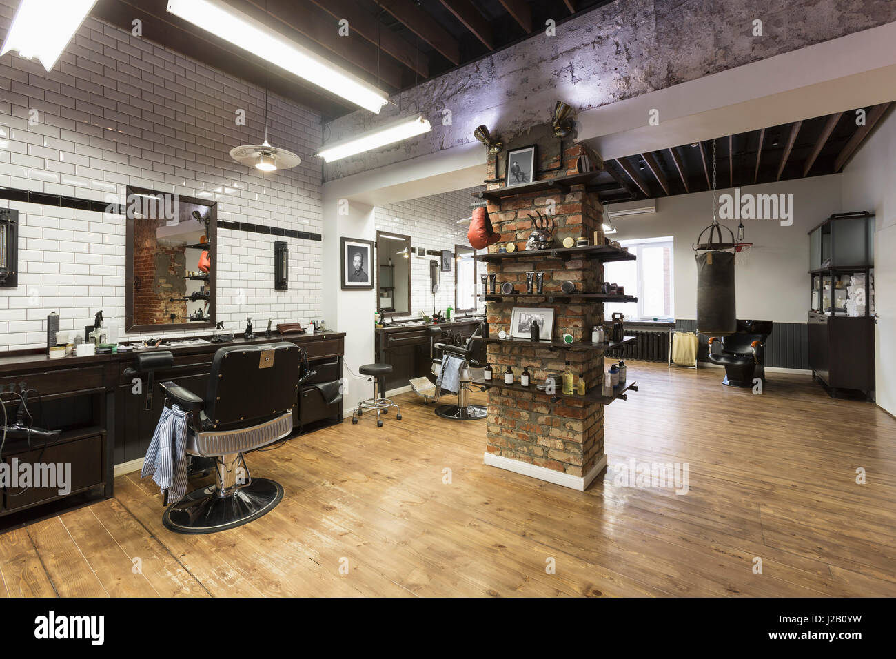 Interior of barber shop Stock Photo
