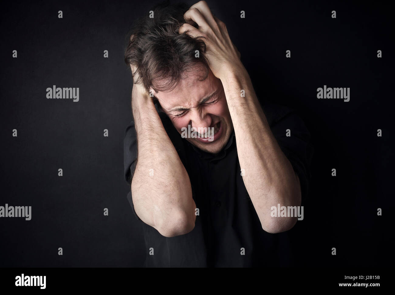 Depressed man suffering Stock Photo