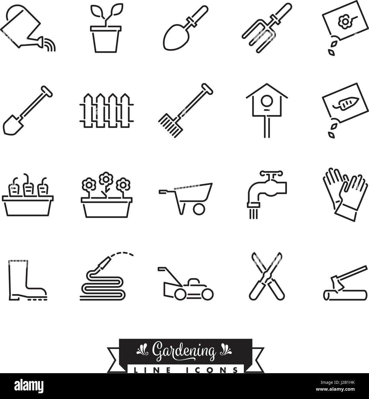 Collection of 20 gardening vector line icons Stock Vector Image & Art ...