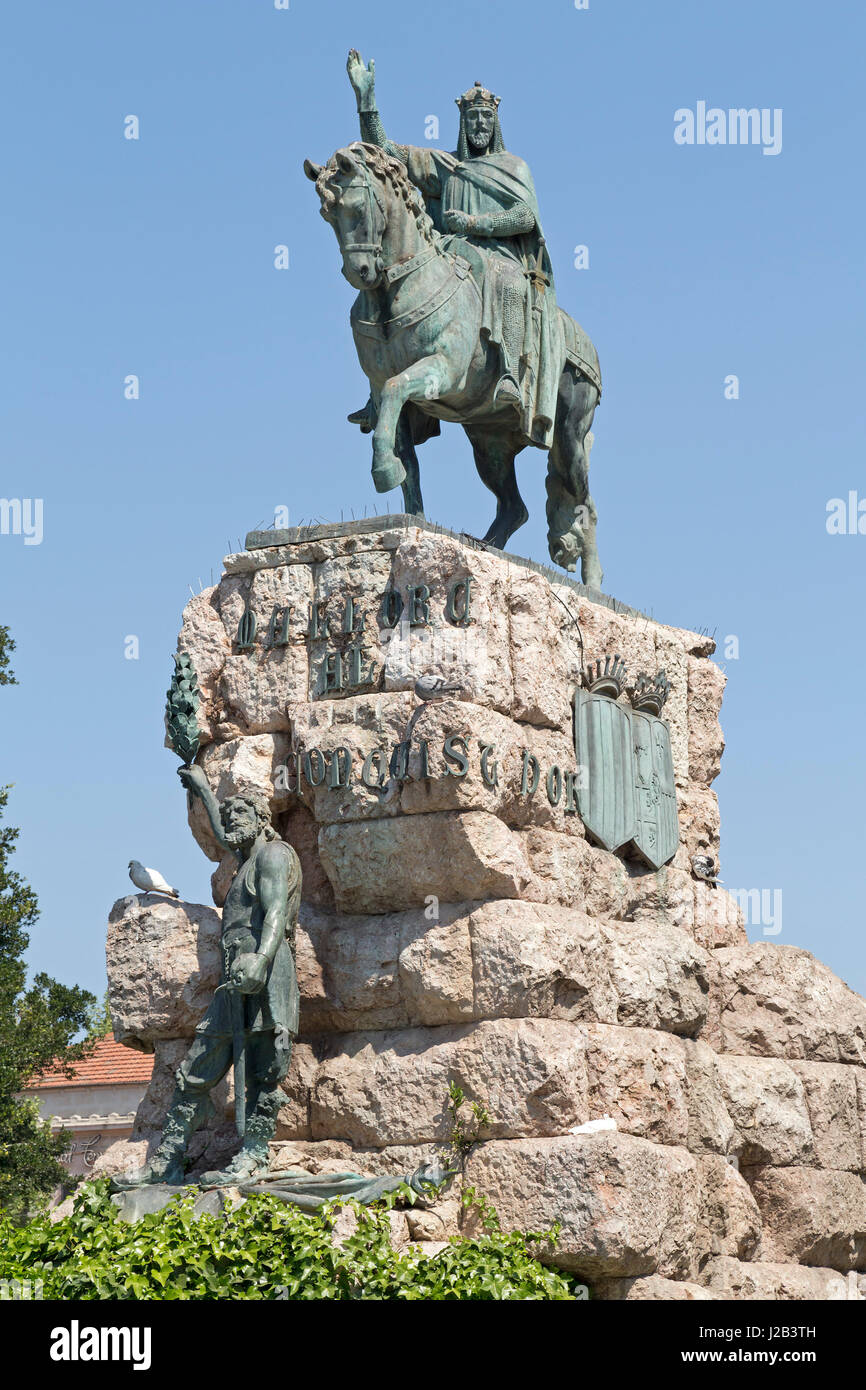 statue of Rey Jaume I at Plaza d´Espanya in Palma de Mallorca, Spain Stock Photo