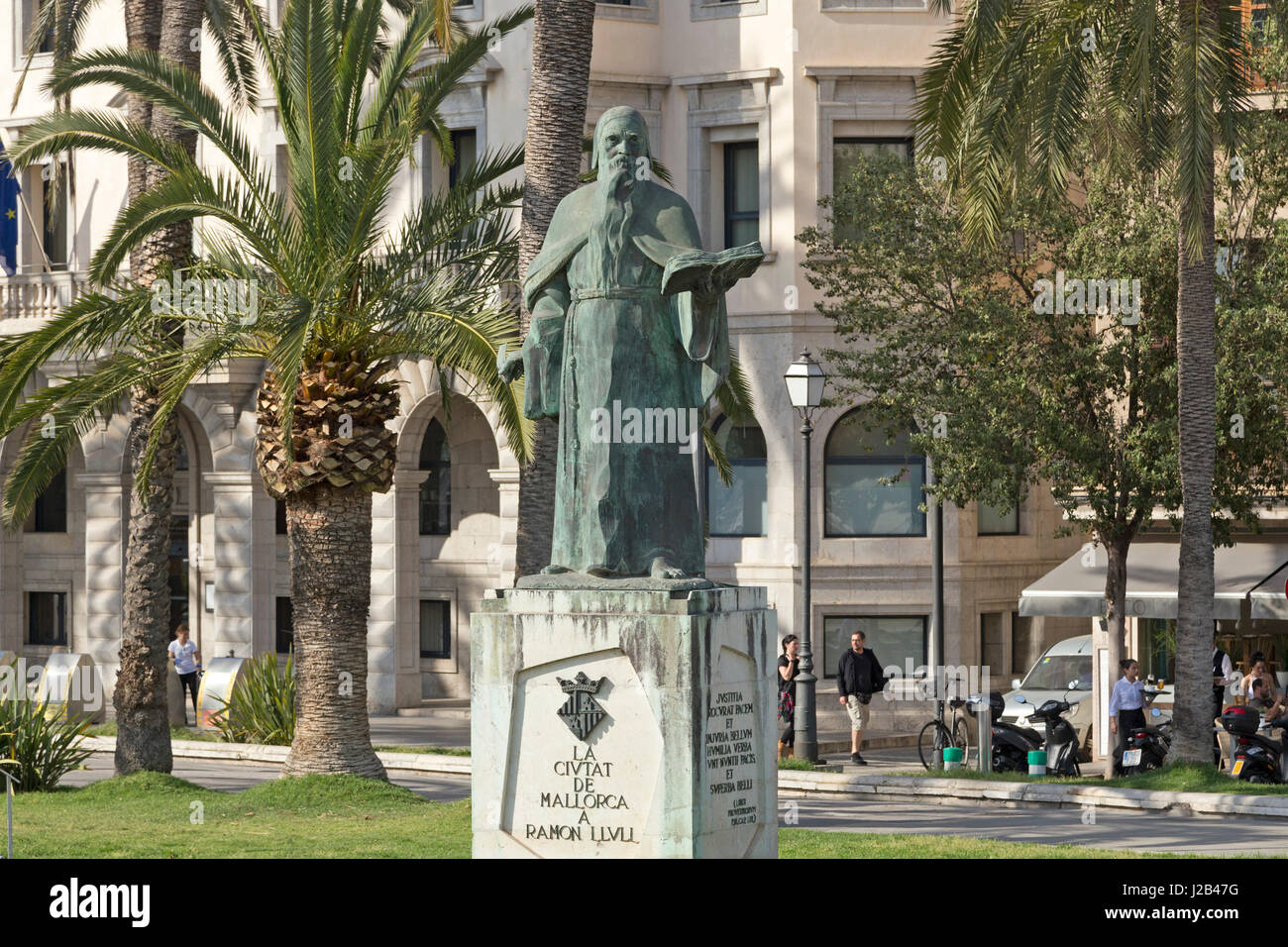 statue of Ramon Llull in Palma de Mallorca, Spain Stock Photo
