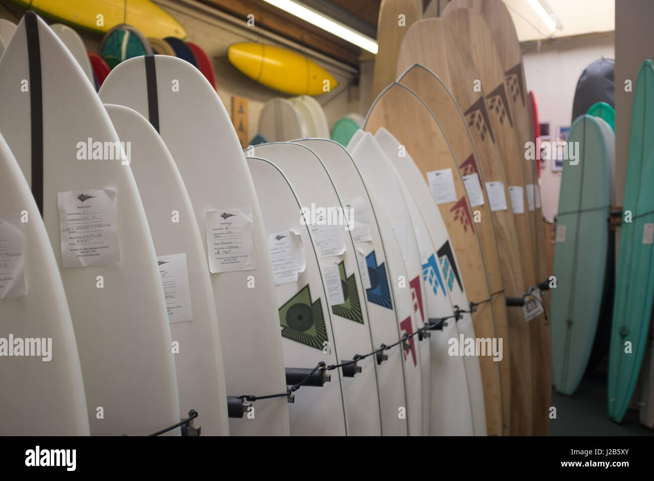 Surfboards on sale in a store in Santa Barbara Stock Photo Alamy