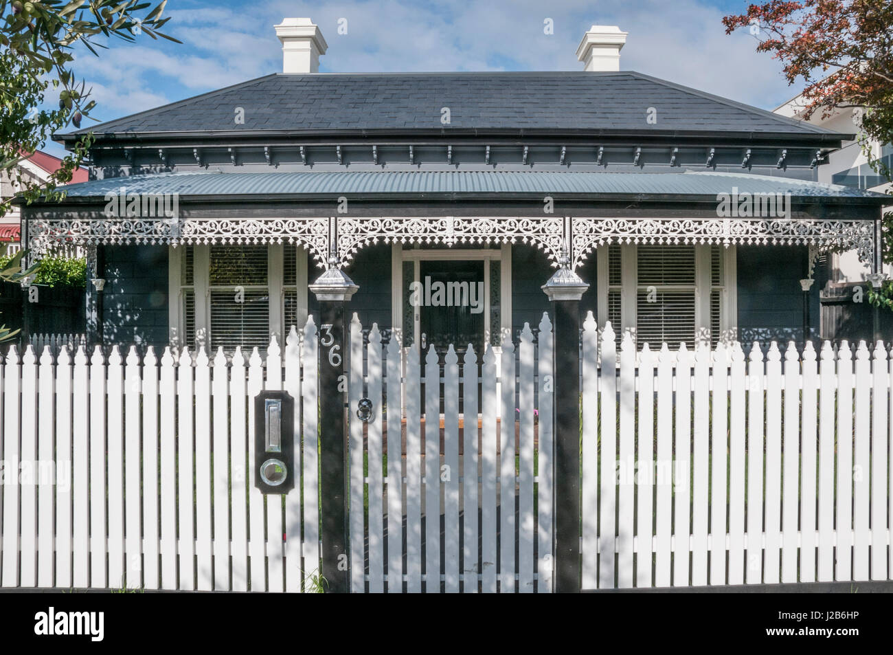 Classic Late Victorian era double-fronted timber home in suburban Elsternwick, Melbourne, Australia Stock Photo