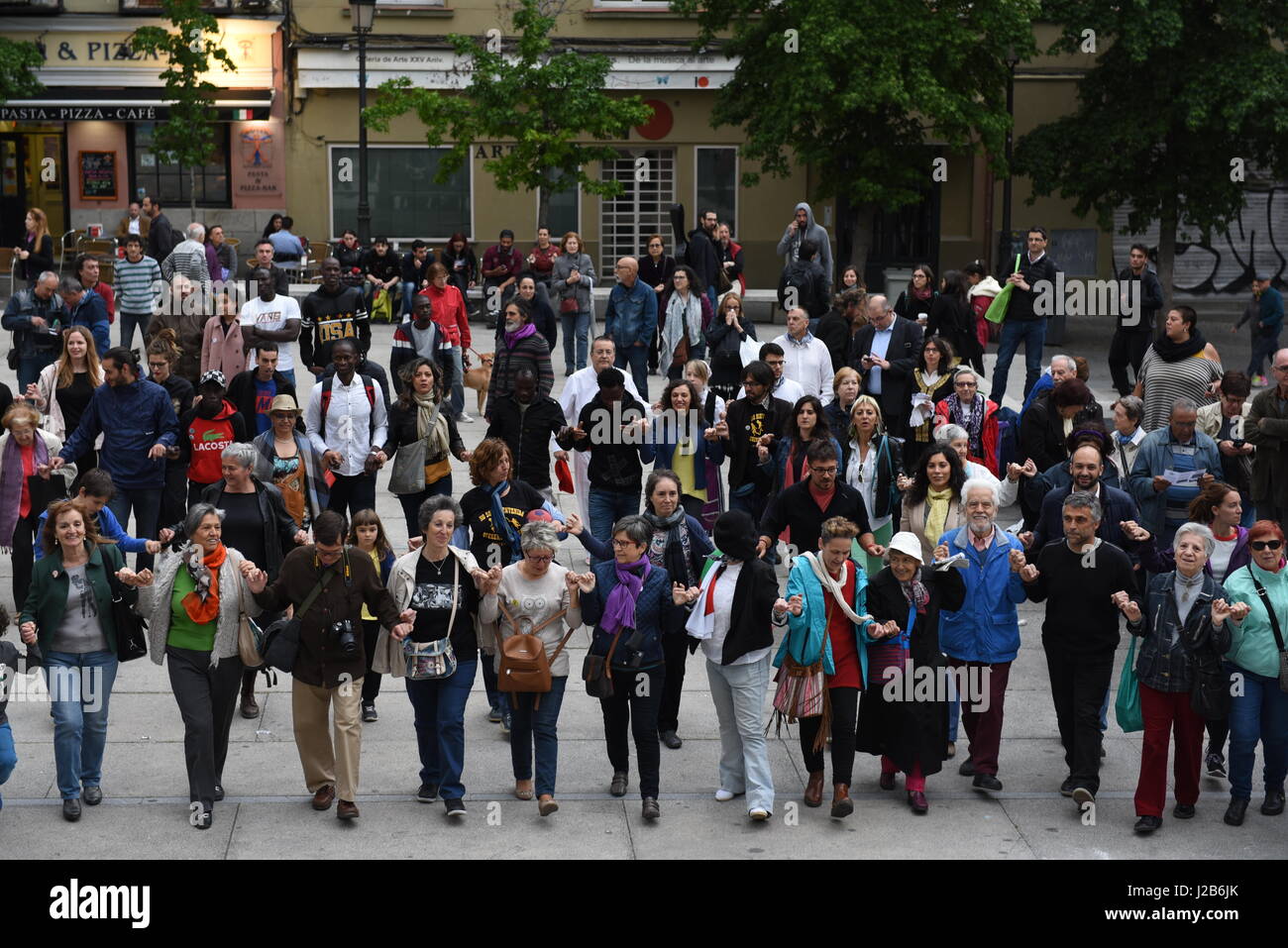 Madrid, Spain. 26th Apr, 2017. People pictured during the commemoration of 80th anniversary of bombing of Guernica in Madrid. Credit: Jorge Sanz/Pacific Press/Alamy Live News Stock Photo