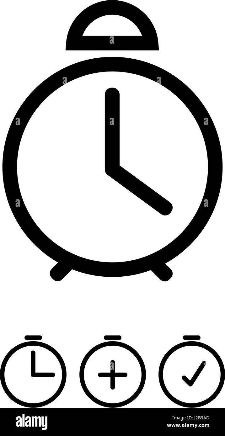 Isolated on white background. Clock Thin Line Icon Stock Vector Image ...