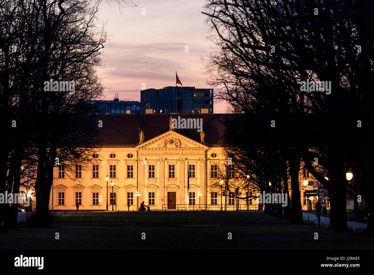 Bellevue Palace at the Tiergarten in Berlin, Germany, seat of the Federal President in Berlin, Stock Photo