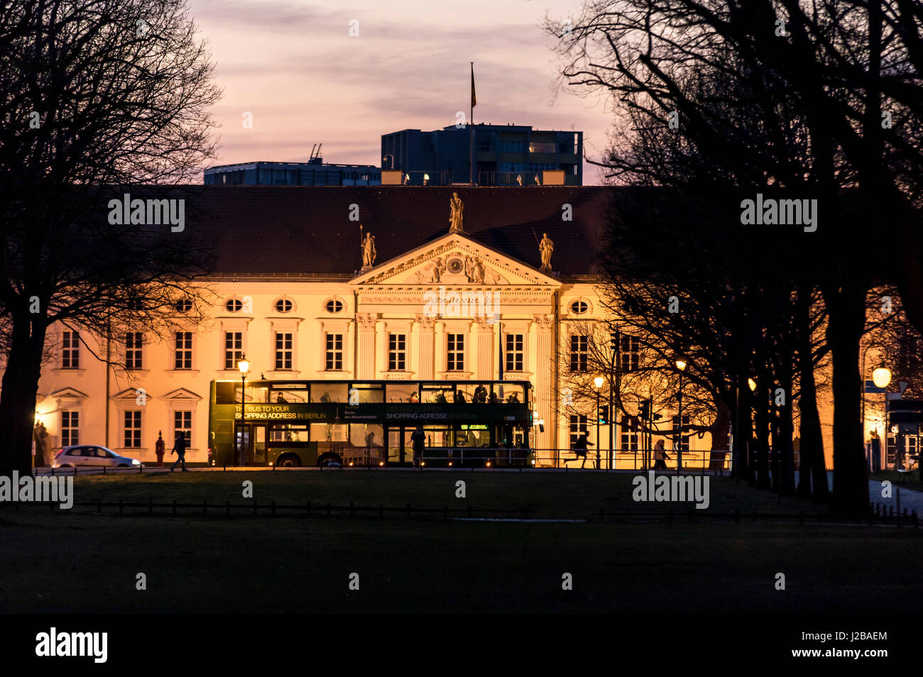 Bellevue Palace at the Tiergarten in Berlin, Germany, seat of the Federal President in Berlin, Stock Photo