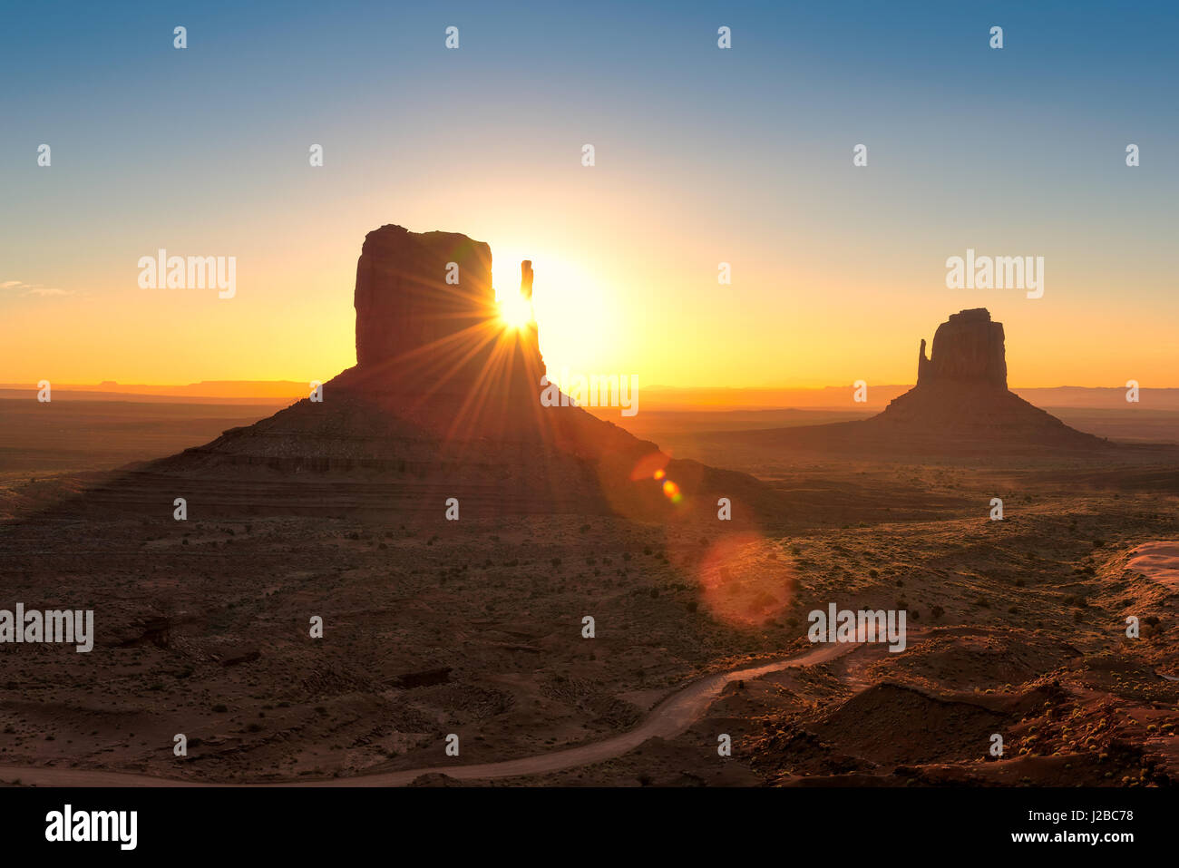 Sunrise at Monument Valley, Arizona, USA. Stock Photo