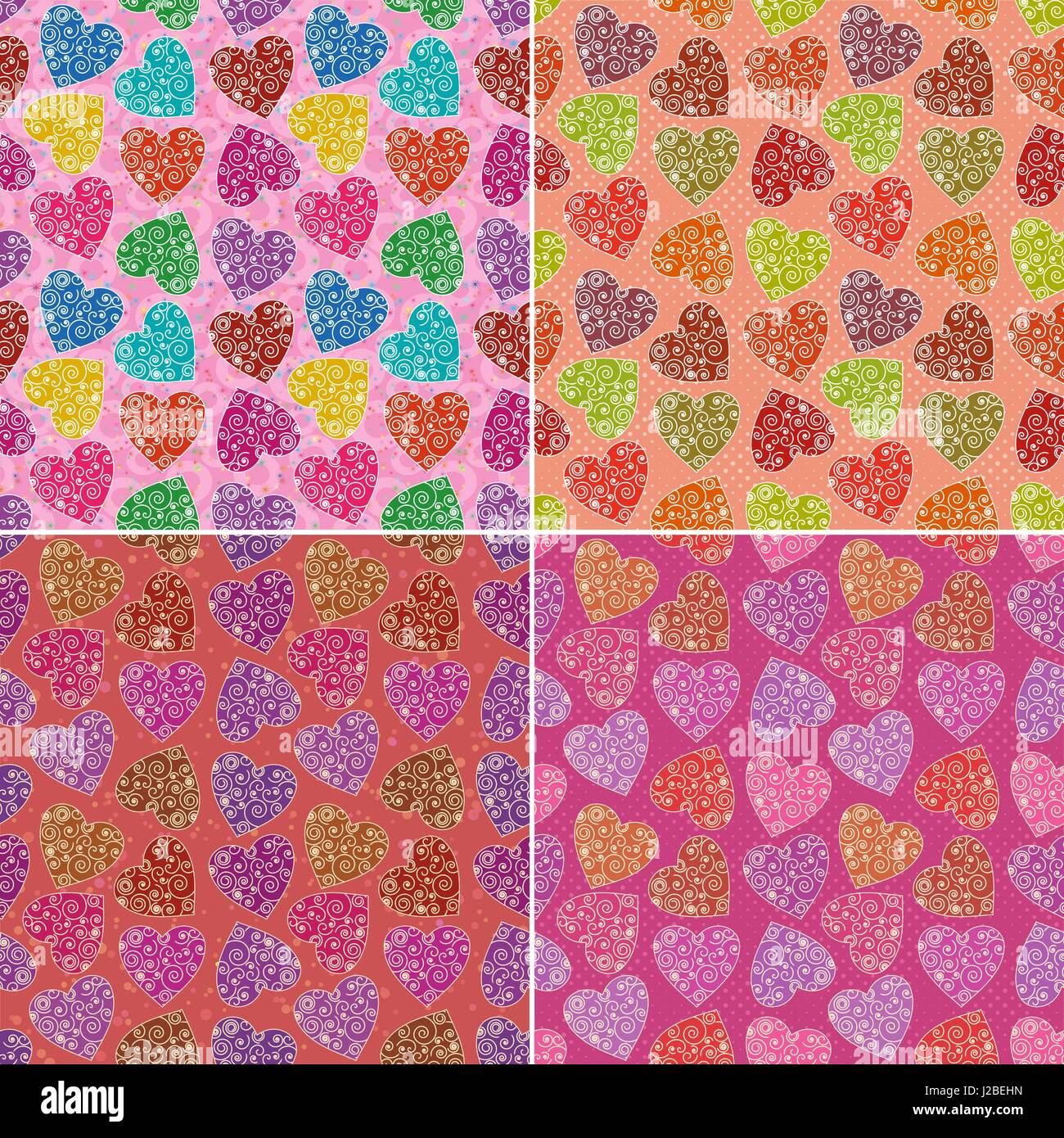 Set of valentine hearts seamless patterns Stock Vector Image & Art - Alamy