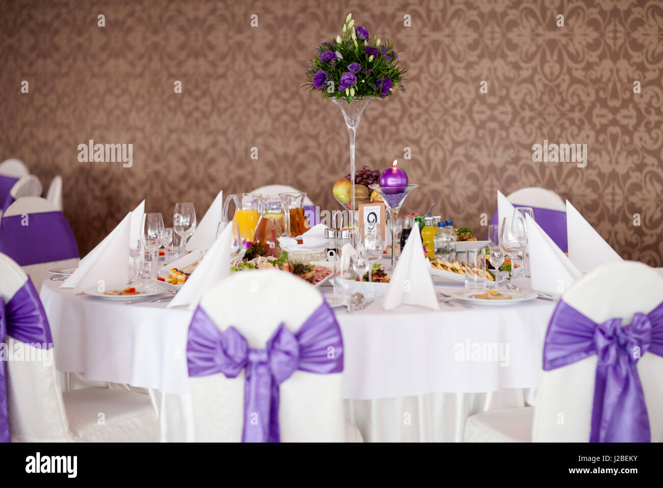 Reception tables beautifully decorated ready for wedding - Bride and
