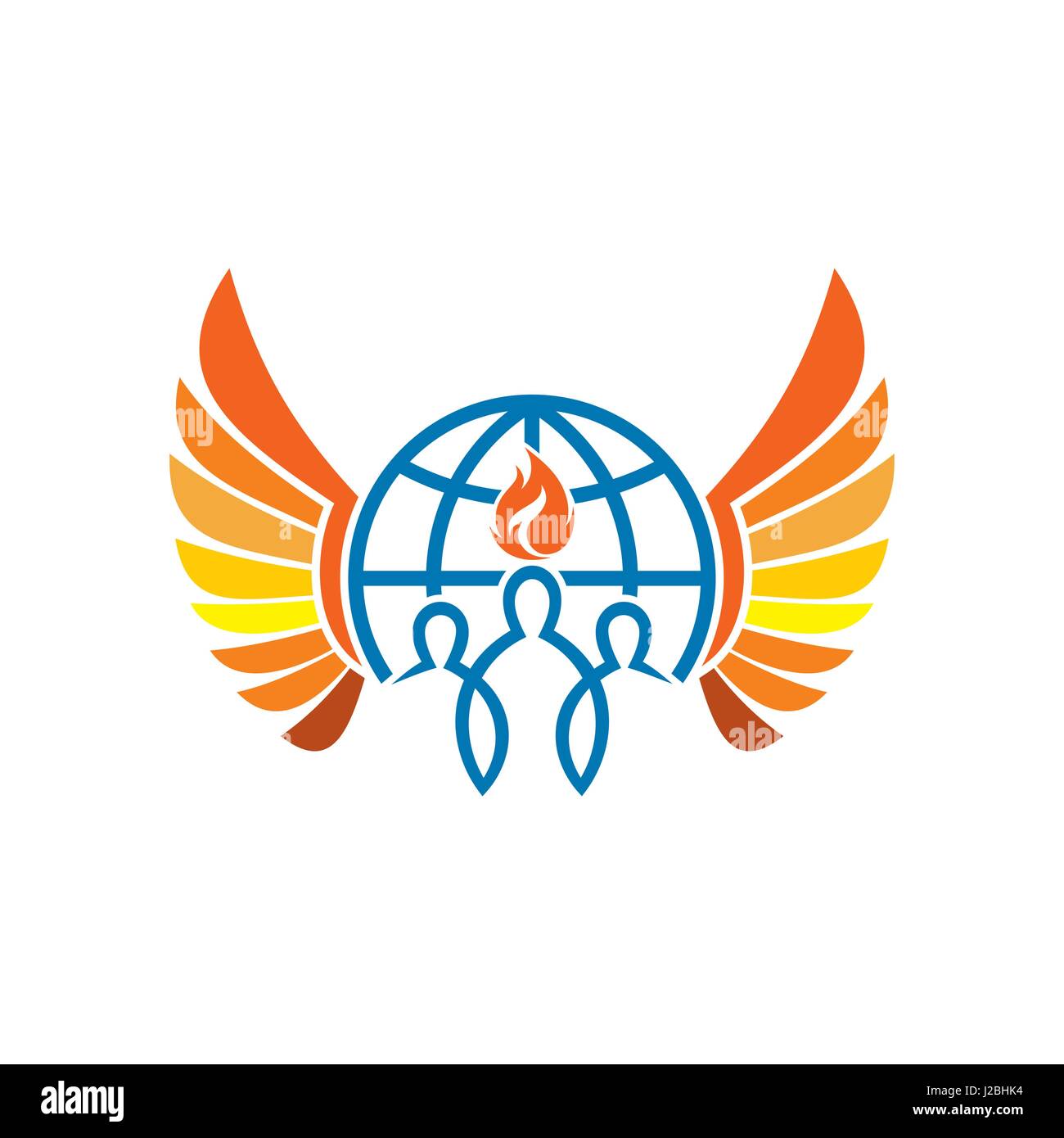 Church logo. Unity in Christ, the globe and wings Stock Vector Image