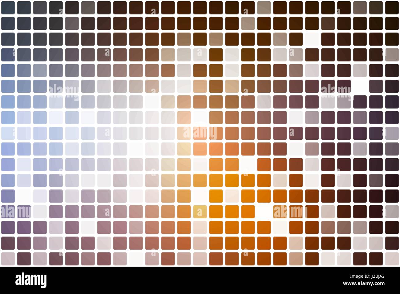 Brown orange white occasional opacity vector square tiles mosaic over white  background Stock Vector