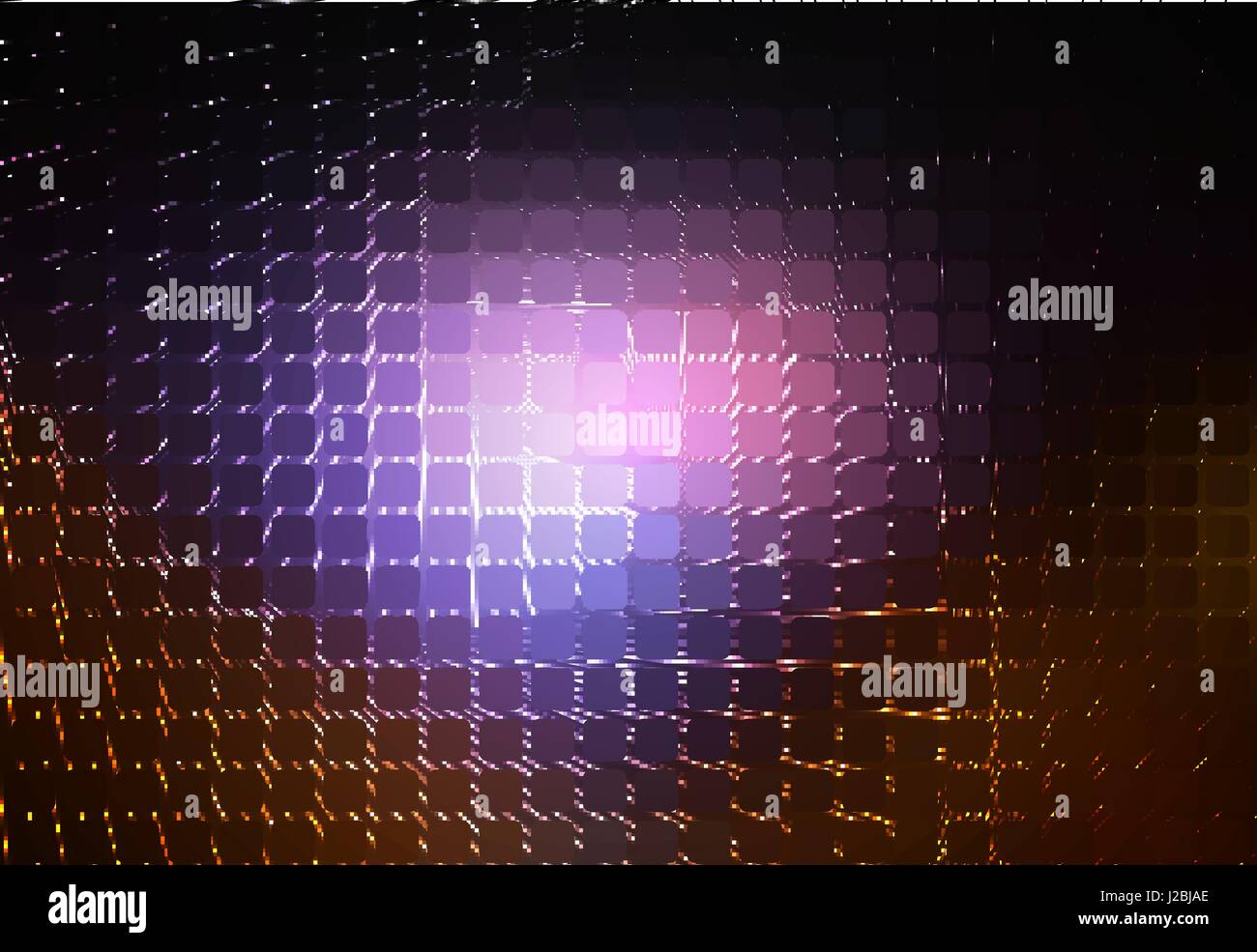 Purple brown black glowing spiral mosaic rounded corners square tiles vector background Stock Vector