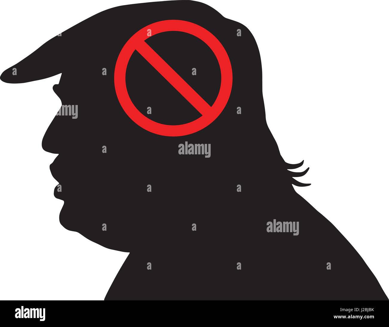Donald Trump Silhouette With Anti Sign. Vector Icon Illustration Stock Vector