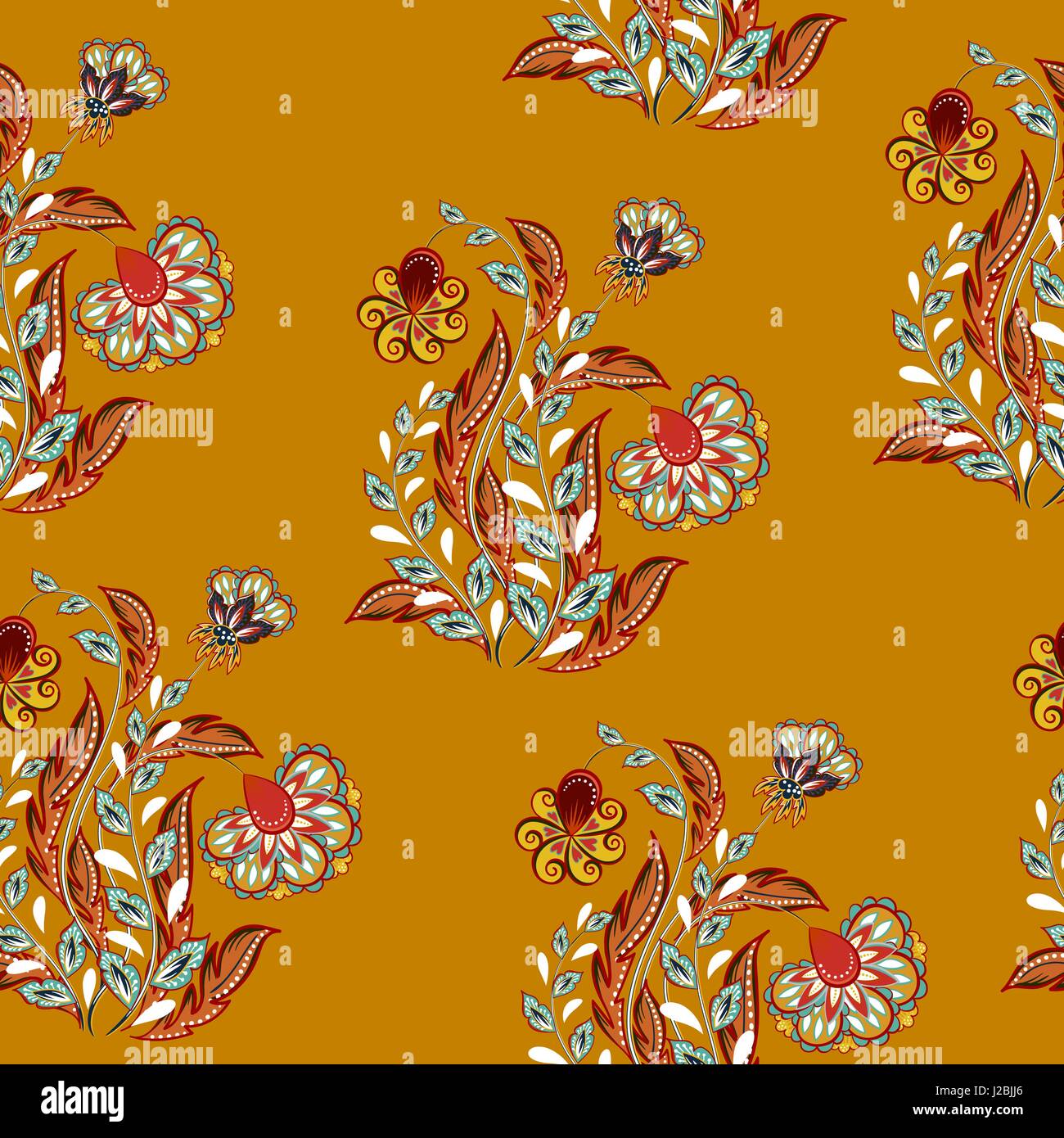 Vector floral seamless pattern with hand drawing fantasy flowers Stock ...