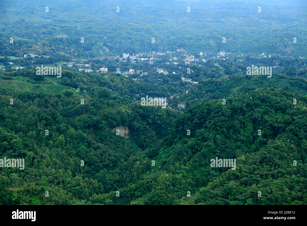 Bandarban city view from Nilachal Hill. Bandarban, Bangladesh. Stock Photo