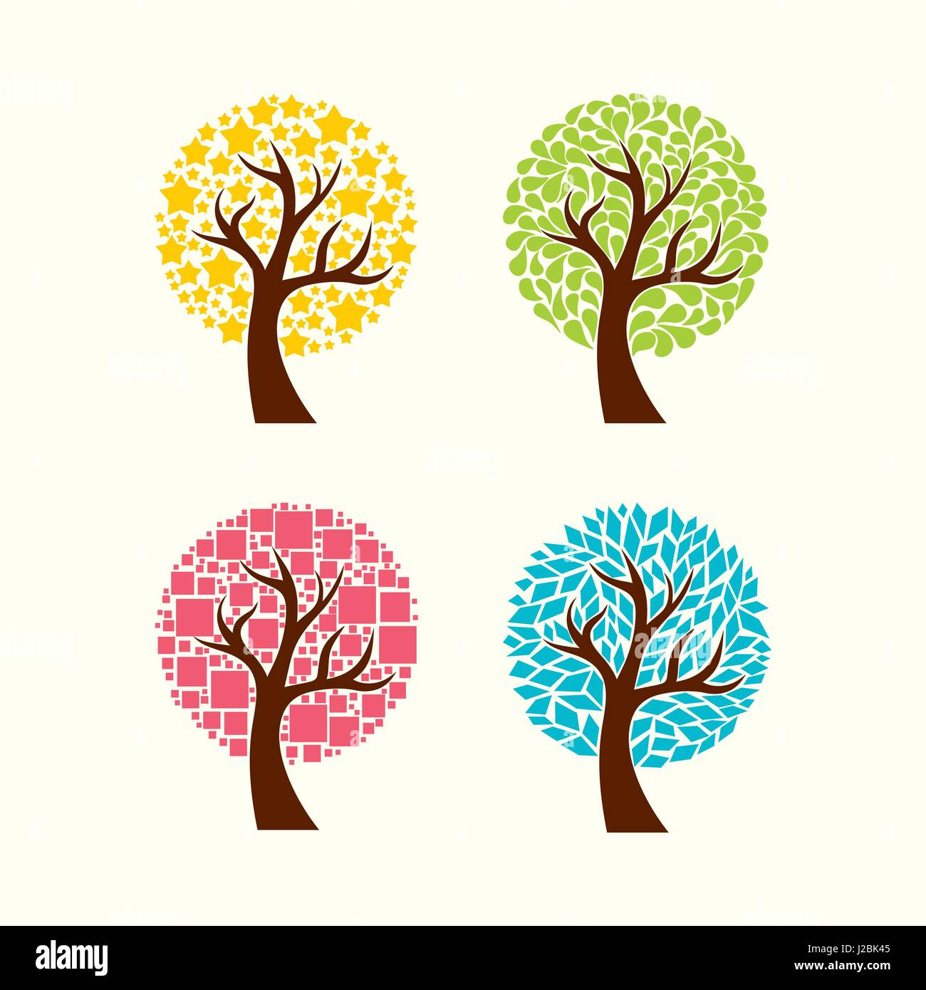 Set of decorative trees Stock Vector Image & Art - Alamy