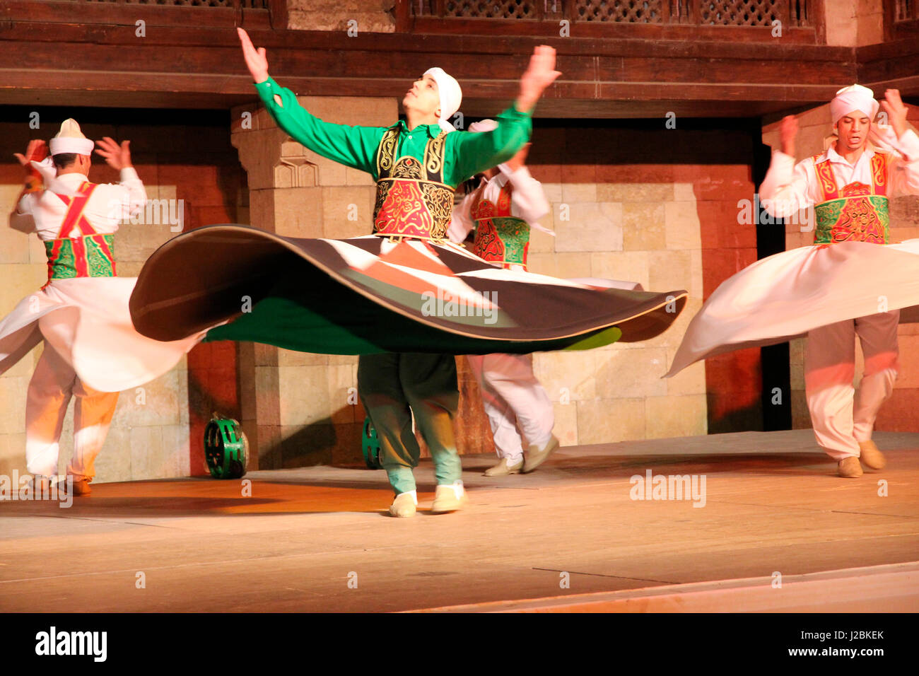 Egypt, Cairo. Egyptian Sufi Tanoura Dancer, Colorful Whirling Dervish