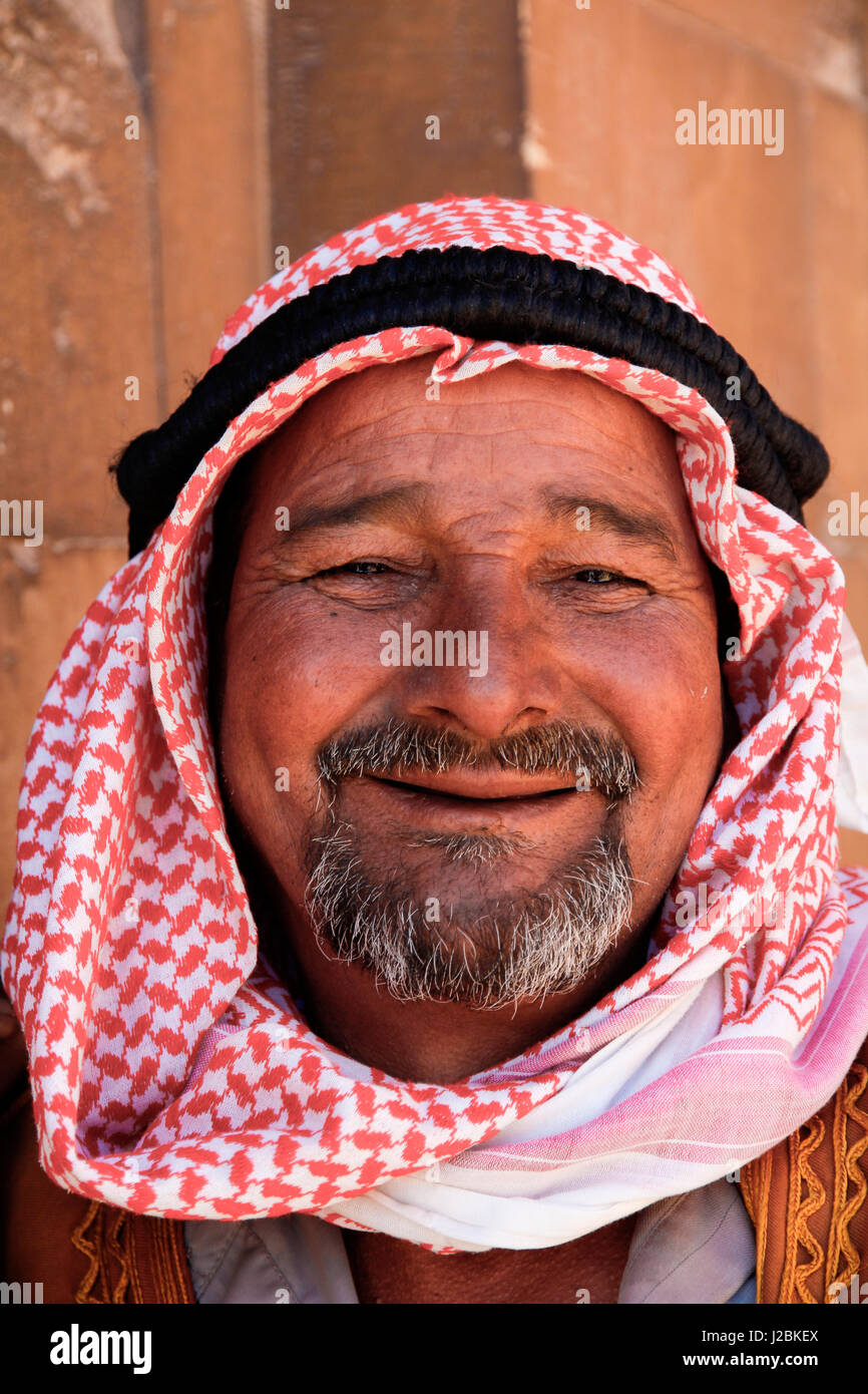 Egyptian man wearing traditional headdress called Keffiyeh or kufiya