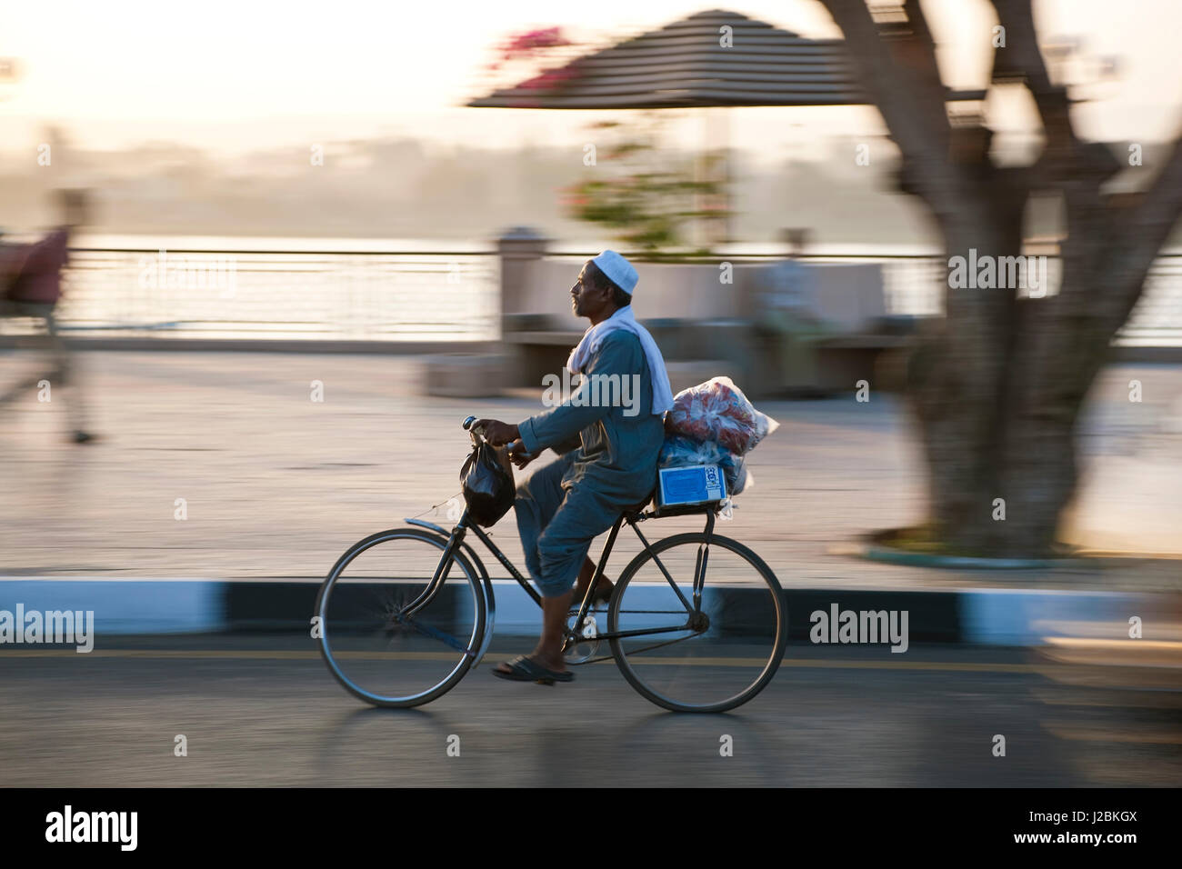 Egyptian on bicycle, Luxor, Egypt Stock Photo Alamy